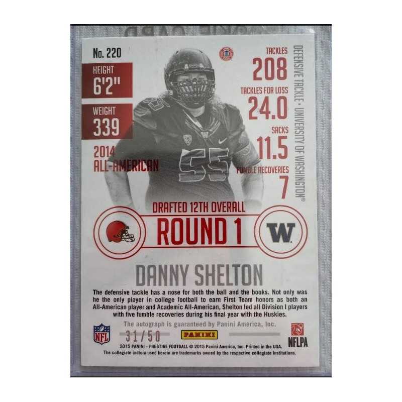 DANNY SHELTON 2015 PRESTIGE 31/50 AUTOGRAPHE
