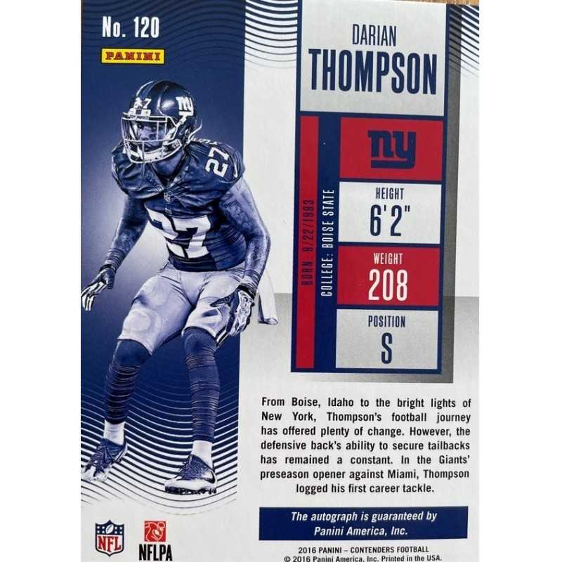 DARIAN THOMPSON 2016 PANINI AUTOGRAPHE