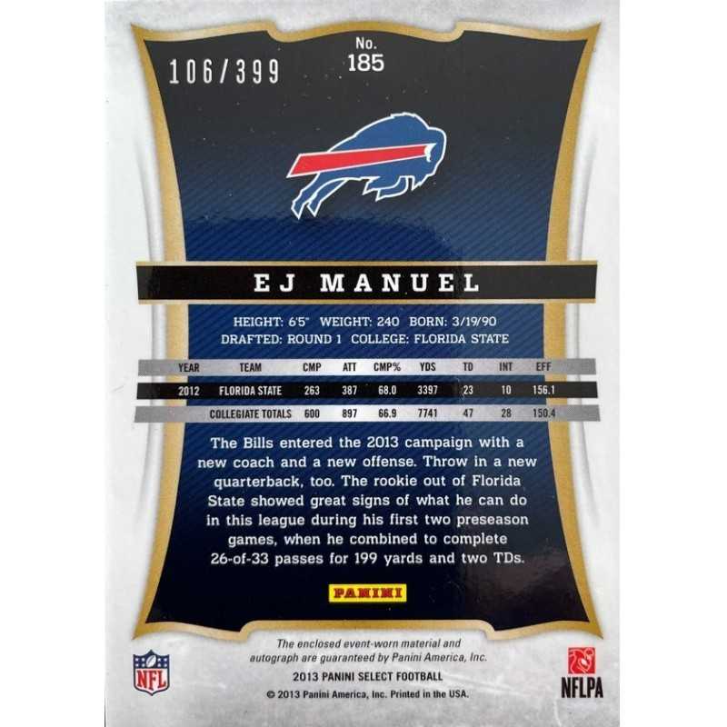 EJ MANUEL 2013 SELECT AUTOGRAPHE 106/399 PATCH