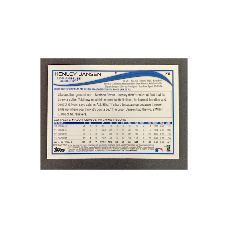 KENLEY JANSEN 2014 TOPPS CHROME XFRACTOR