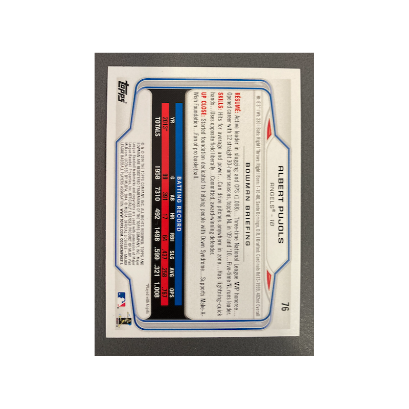 ALBERT PUJOLS 2014 BOWMAN CRACKED ICE