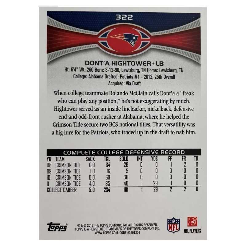 DONT'A HIGHTOWER 2012 TOPPS