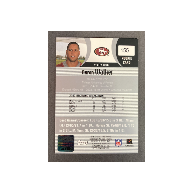 AARON WALKER 2003 BOWMAN BEST ROOKIE AUTO - 155