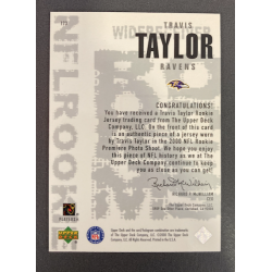 TRAVIS TAYLOR 2000 UPPER DECK BLACK DIAMOND JERSEY PATCH NFL ROOKIE 173