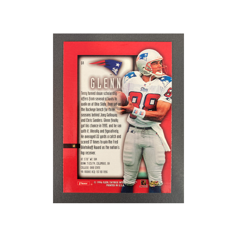 TERRY GLENN 1996 ULTRA SENSATIONS MARBLE GOLD ROOKIE - 64