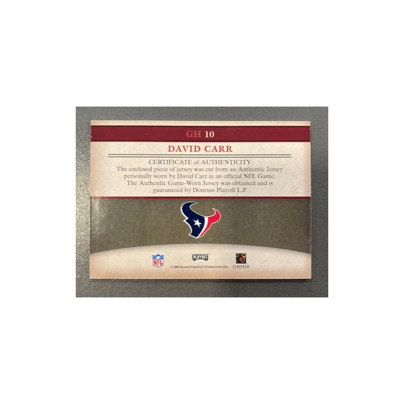 DAVID CARR 2006 PLAYOFF PRESTIGE GRIDIRON HERITAGE JERSEY