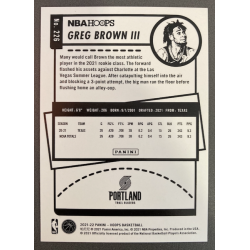 GREG BROWN III 2021-22 PANINI HOOPS GREEN ROOKIE /99