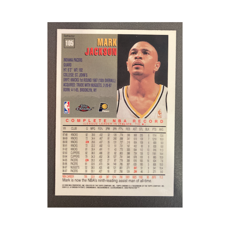 MARK JACKSON 1997 TOPPS CHROME REFRACTOR 105
