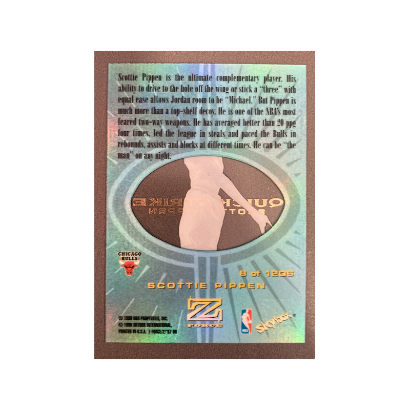 SCOTTIE PIPPEN 1997 SKYBOX Z-FORCE QUICK STRIKE 8 OF 12