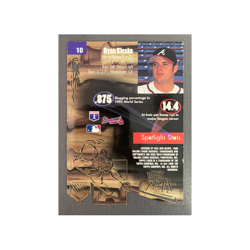 RYAN KLESKO 1996 TOPPS LASER DIE CUT 10 - EXMT CONDITION