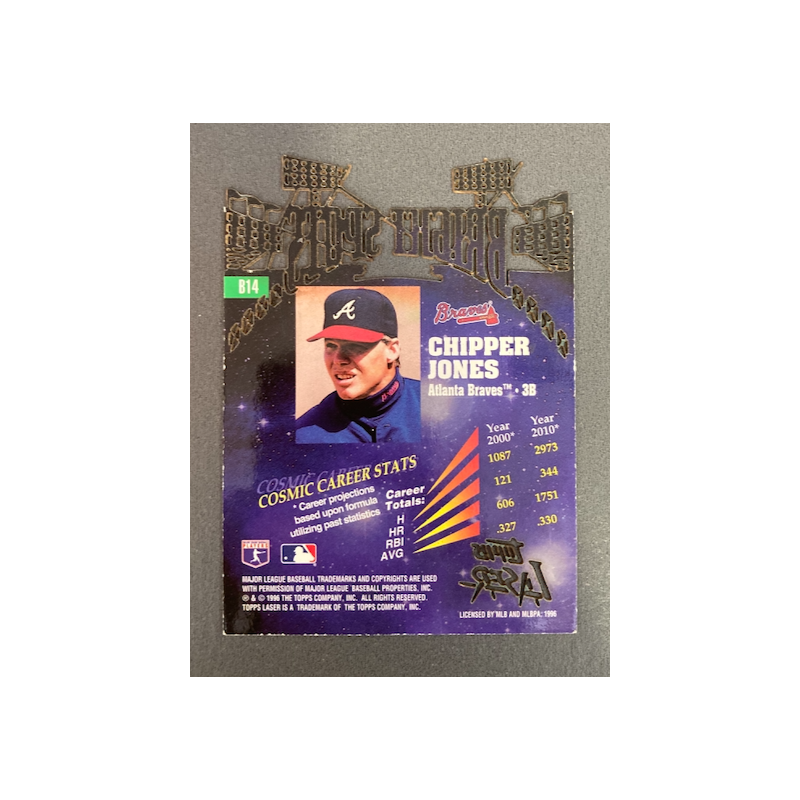 CHIPPER JONES 1996 TOPPS LASER BRIGHT SPOTS B14 - EXMT CONDITION