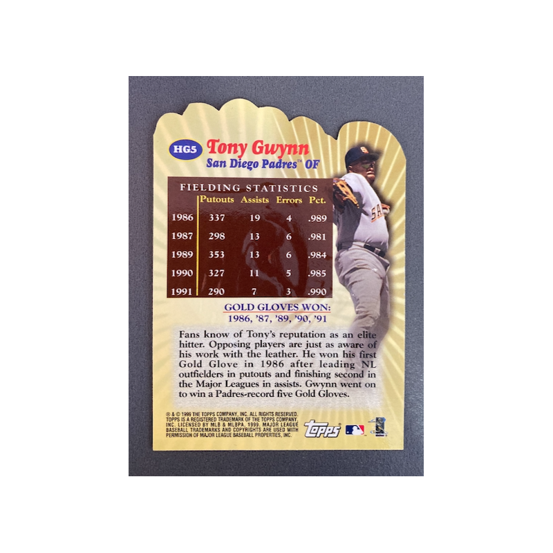 TONY GWYNN 2000 TOPPS HANDS OF GOLD DIE CUT HG5