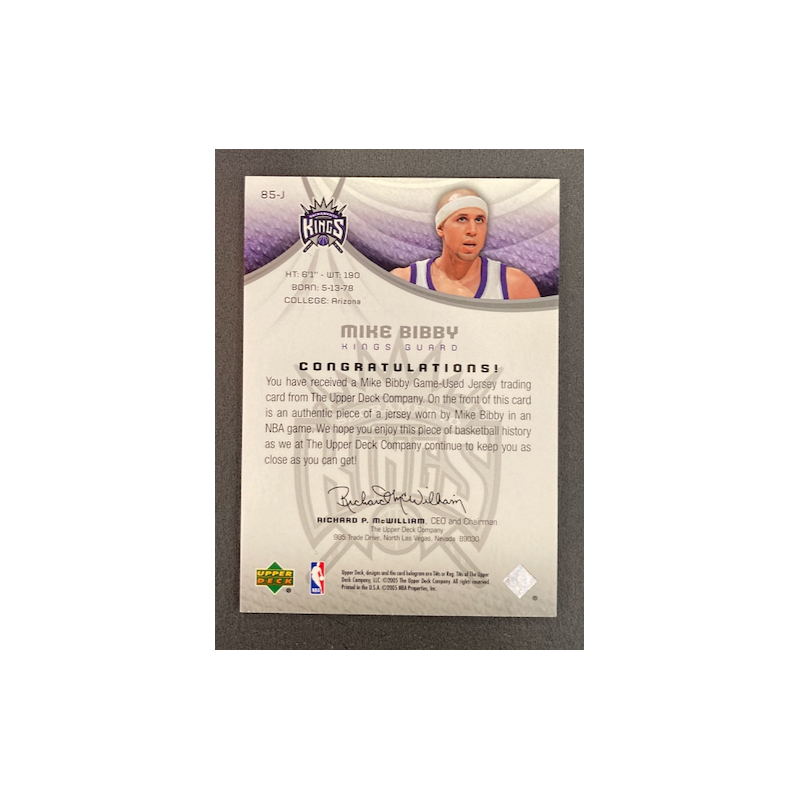 MIKE BIBBY 2005 SP GAME USED JERSEY /100