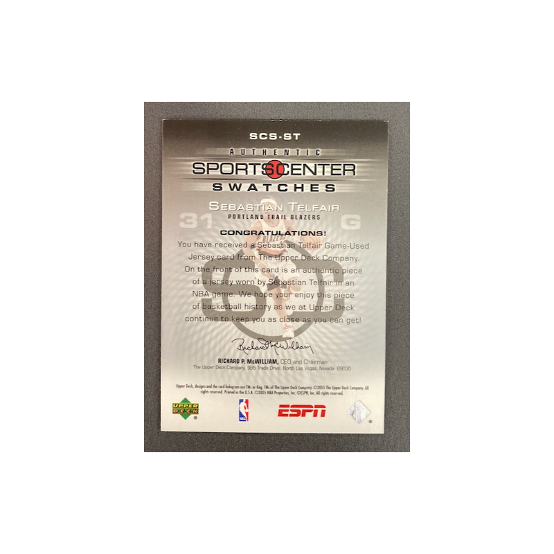 SEBASTIEN TELFAIR 2005 UPPER DECK SPORTS CENTER SWATCHES JERSEY