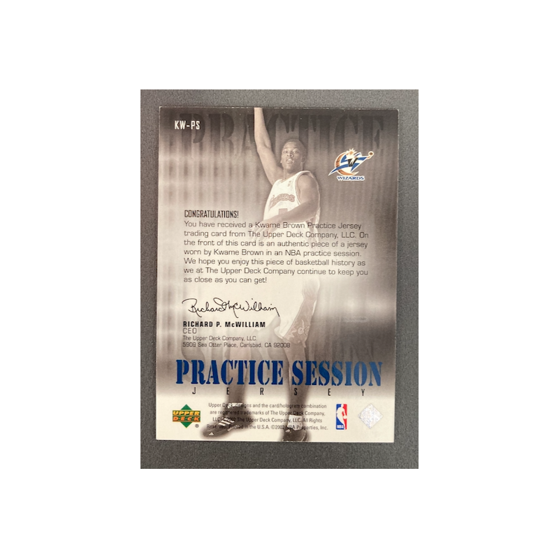 KWAME BROWN 2002 UPPER DECK PRACTICE SESSION JERSEY