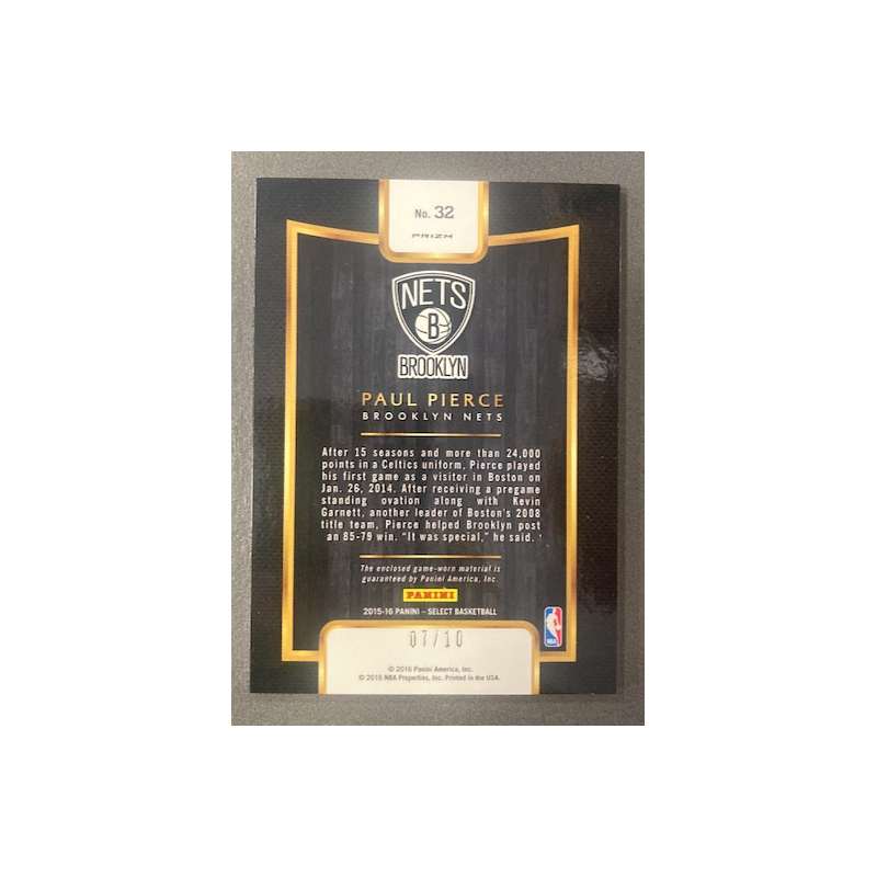 PAUL PIERCE 2015-16 SELECT THROWBACK GOLD PRIZM 7/10