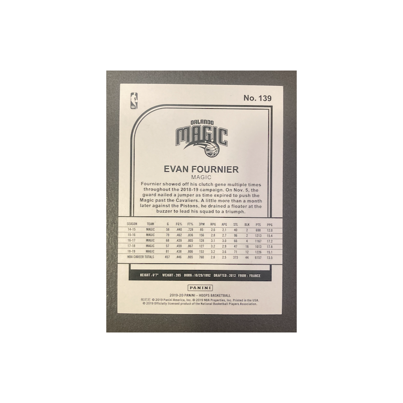 EVAN FOURNIER 2019-20 HOOPS ARTIST PROOF BLACK 1/1