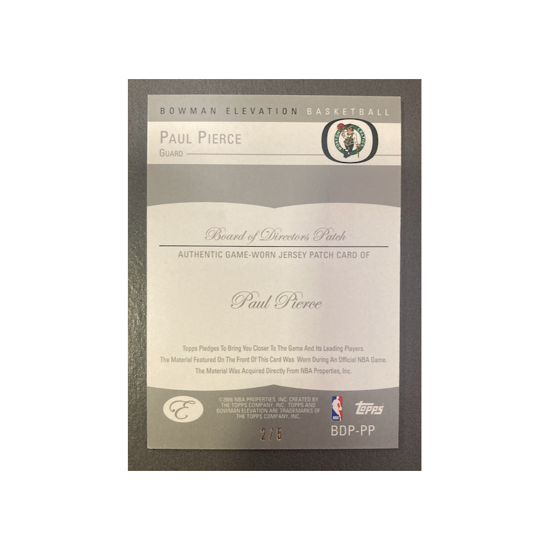 PAUL PIERCE 2006-07 BOWMAN ELEVATION BOARD OF DIRECTOR BLUE PATCH 2/5