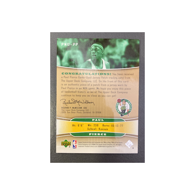 PAUL PIERCE 2004-05 UD GAME JERSEY PATCH NUMBER