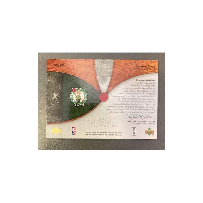 PAUL PIERCE 2006-07 EXQUISITE NOBLE NAMEPLATES PATCH AUTO 21/25