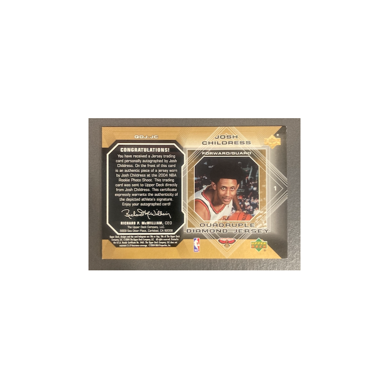 JOSH CHILDRESS 2004-05 UD BLACK DIAMOND 4 DIAMOND AUTO 2/10