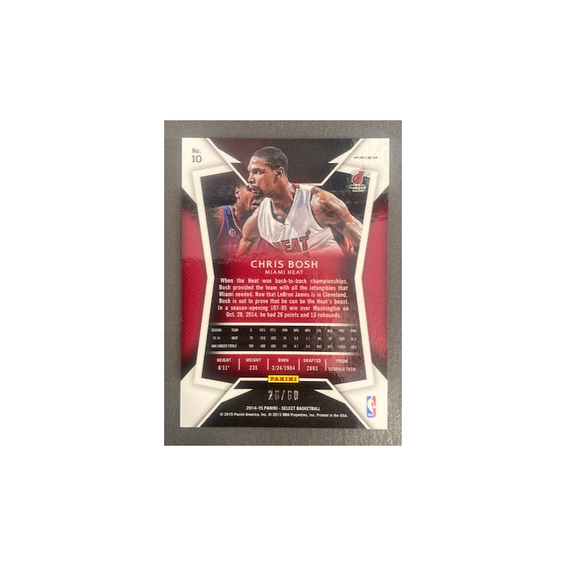 CHRIS BOSH 2014-15 SELECT CONCOURSE ORANGE PRIZM 26/60