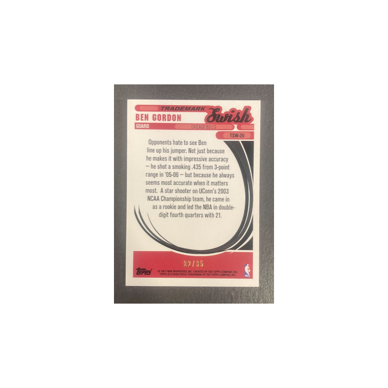 BEN GORDON 2006-07 TOPPS TRADEMARK MOVES SWISH 2/35