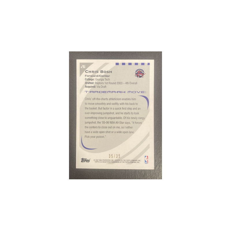 CHRIS BOSH 2006-07 TOPPS TRADEMARK MOVES WOOD RED 35/35