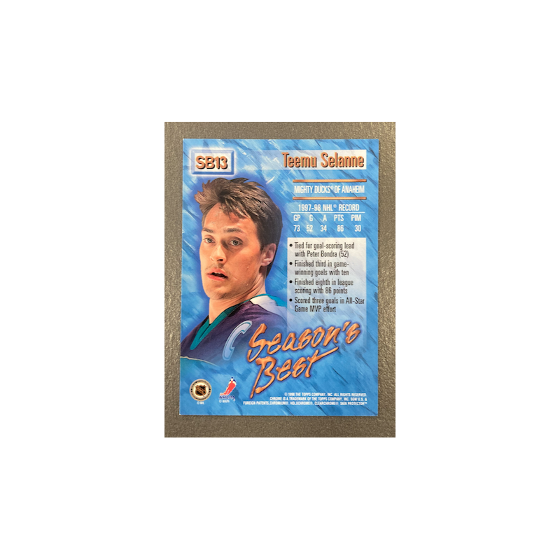 TEEMU SELANNE 1998 O PEE CHEE CHROME GOAL PATROL SB13