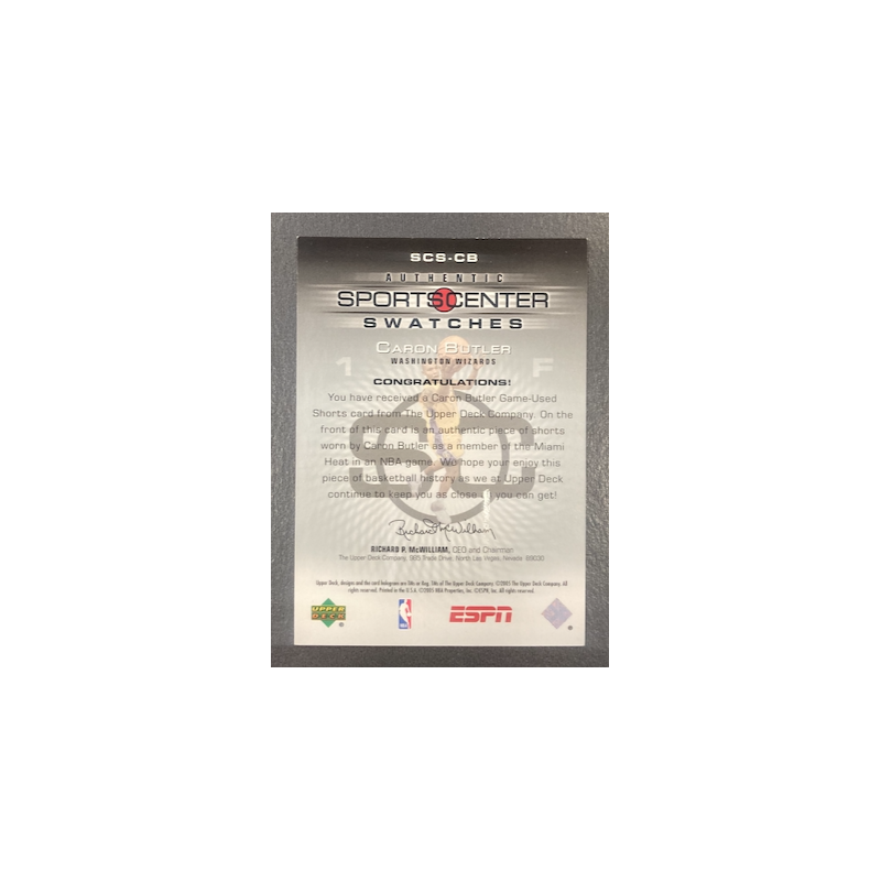 CARON BUTLER 2005 UPPER DECK SPORTS CENTER SWATCHES JERSEY