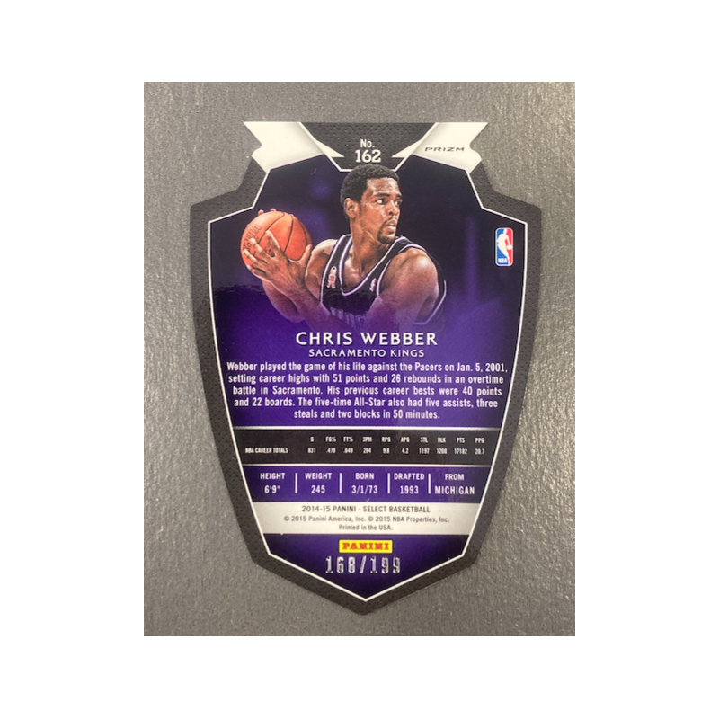 CHRIS WEBBER 2014-15 PANINI SELECT BLUE PRIZM DIE CUT 168/199