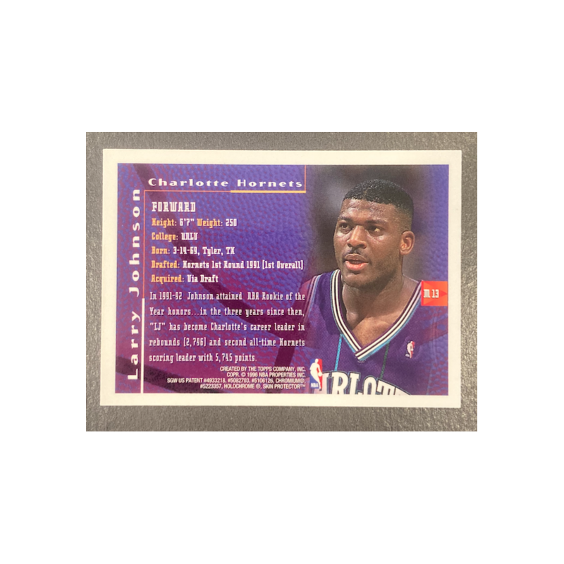 LARRY JOHNSON 1995-96 TOPPS FINEST MYSTERY BORDERLESS REFRACTOR M13