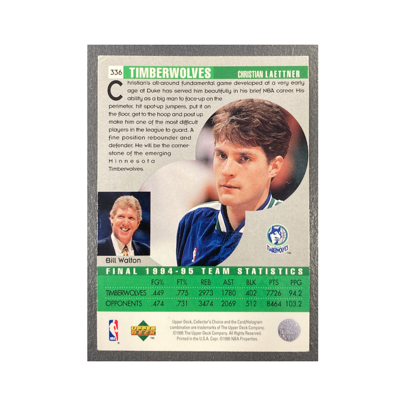 CHRISTIAN LAETTNER 1995-96 COLLECTOR'S CHOICE PLAYERS CLUB PLATINUM - VG CONDITION