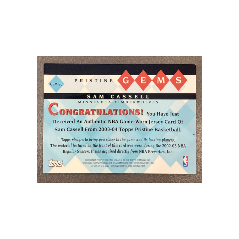 SAM CASSELL 2003-04 TOPPS PRISTINE GEMS JERSEY