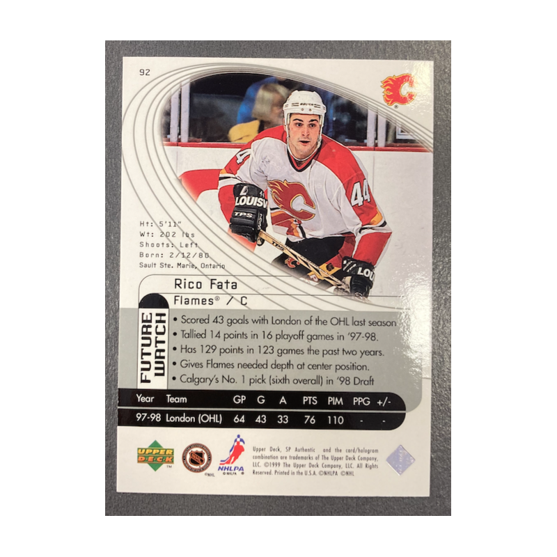 RICO FATA 1998-99 SP AUTHENTIC FUTURE WATCH 1967/2000