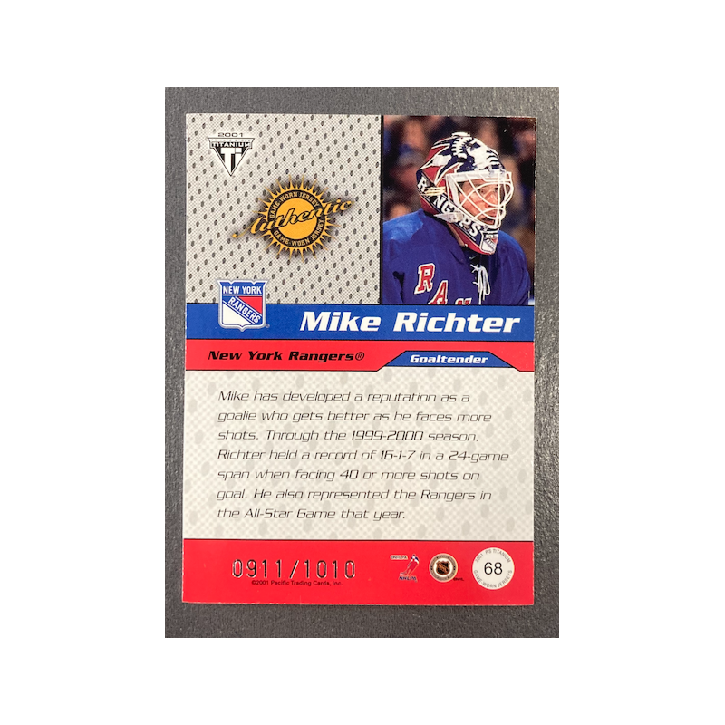MIKE RICHTER 2000-01 PACIFIC TITANIUM DRAFT DAY EDITION JERSEY 911/1010