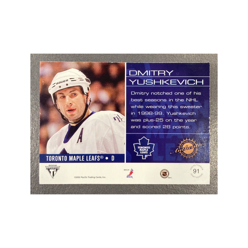 DMITRY YUSHKHEVICH 2001-02 PACIFIC TITANIUM DRAFT DAY EDITION JERSEY