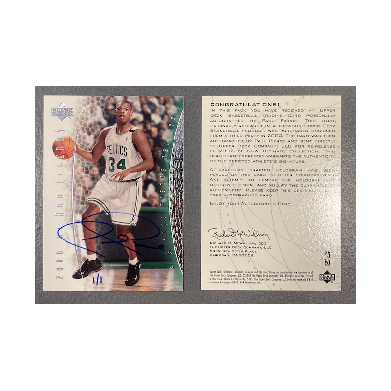 PAUL PIERCE 2002-03 UD ULTIMATE BUYBACK AUTO UD LEGENDS 2000-01 1/1