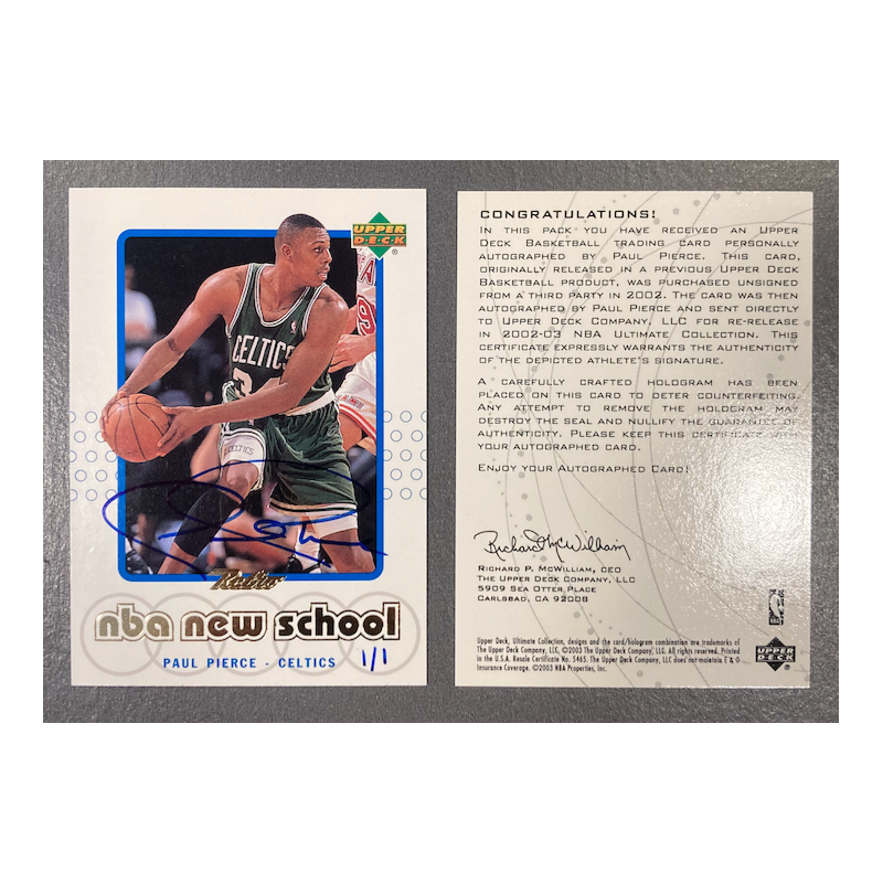 PAUL PIERCE 2002-03 UD ULTIMATE BUYBACK AUTO ON UD RETRO NBA NEW SCHOOL 1/1