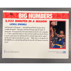 LATRELL SPREWELL 1994-95 SKYBOX HOOPS BIG NUMBER RED/YELLOW/GREEN BN6