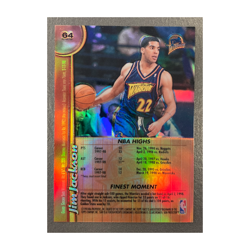 JIM JACKSON 1998-99 TOPPS FINEST NO PROTECTORS REFRACTORS 64