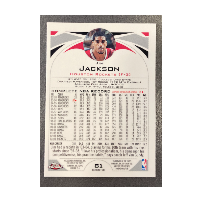 JIM JACKSON 2004-05 TOPPS CHROME REFRACTORS 81