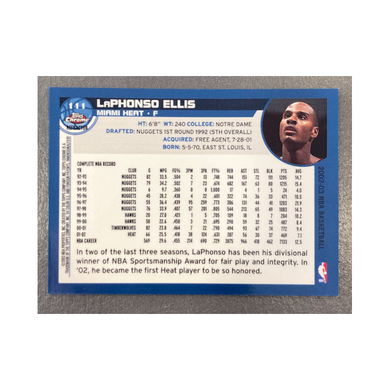 LAPHONSO ELLIS 2002-03 TOPPS CHROME REFRACTORS 111
