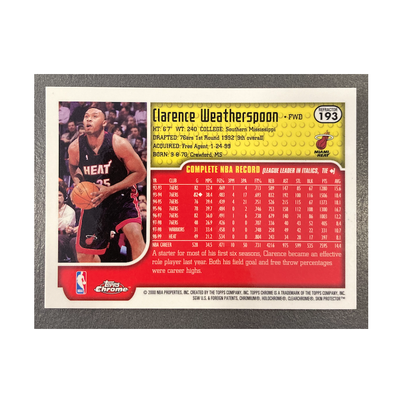CLARENCE WEATHERSPOON 1999-00 TOPPS CHROME REFRACTORS 193