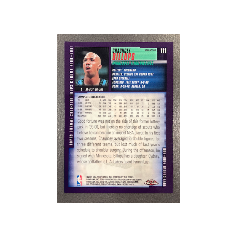 CHAUNCEY BILLUPS 2000-01 TOPPS CHROME REFRACTORS 111