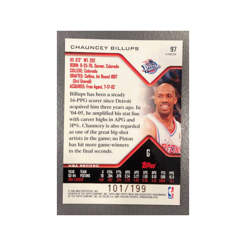 CHAUNCEY BILLUPS 2004-05 TOPPS FINEST X-FRACTORS 101/199