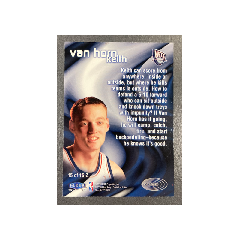 KEITH VAN HORN 1997-98 FLEER ZONE 15 - EXMT CONDITION
