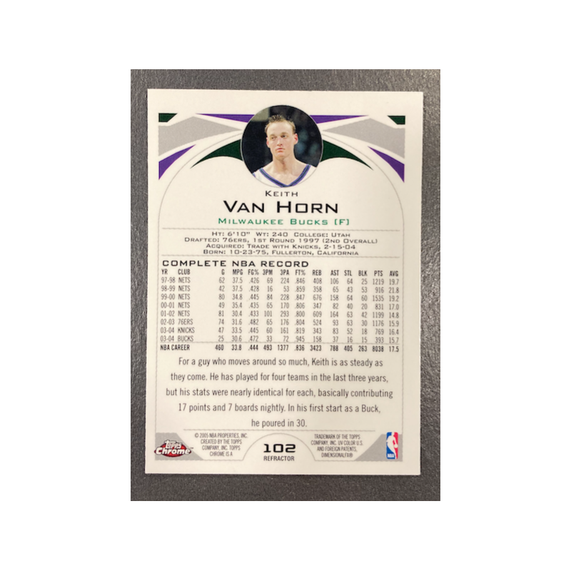 KEITH VAN HORN 2004-05 TOPPS CHROME REFRACTORS 102