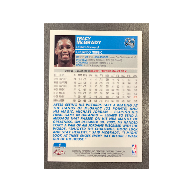 TRACY McGRADY 2003-04 TOPPS CHROME REFRACTOR 1