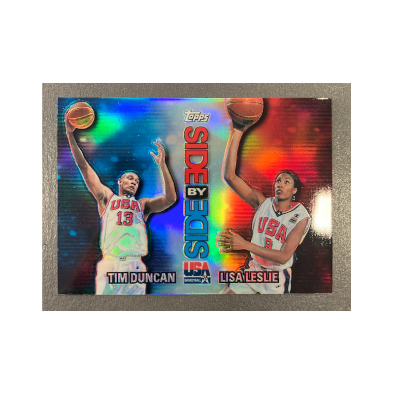 TIM DUNCAN / LISA LESLIE 2000 TOPPS TEAM USA SIDE BY SIDE REFRACTOR/REFRACTOR SS1